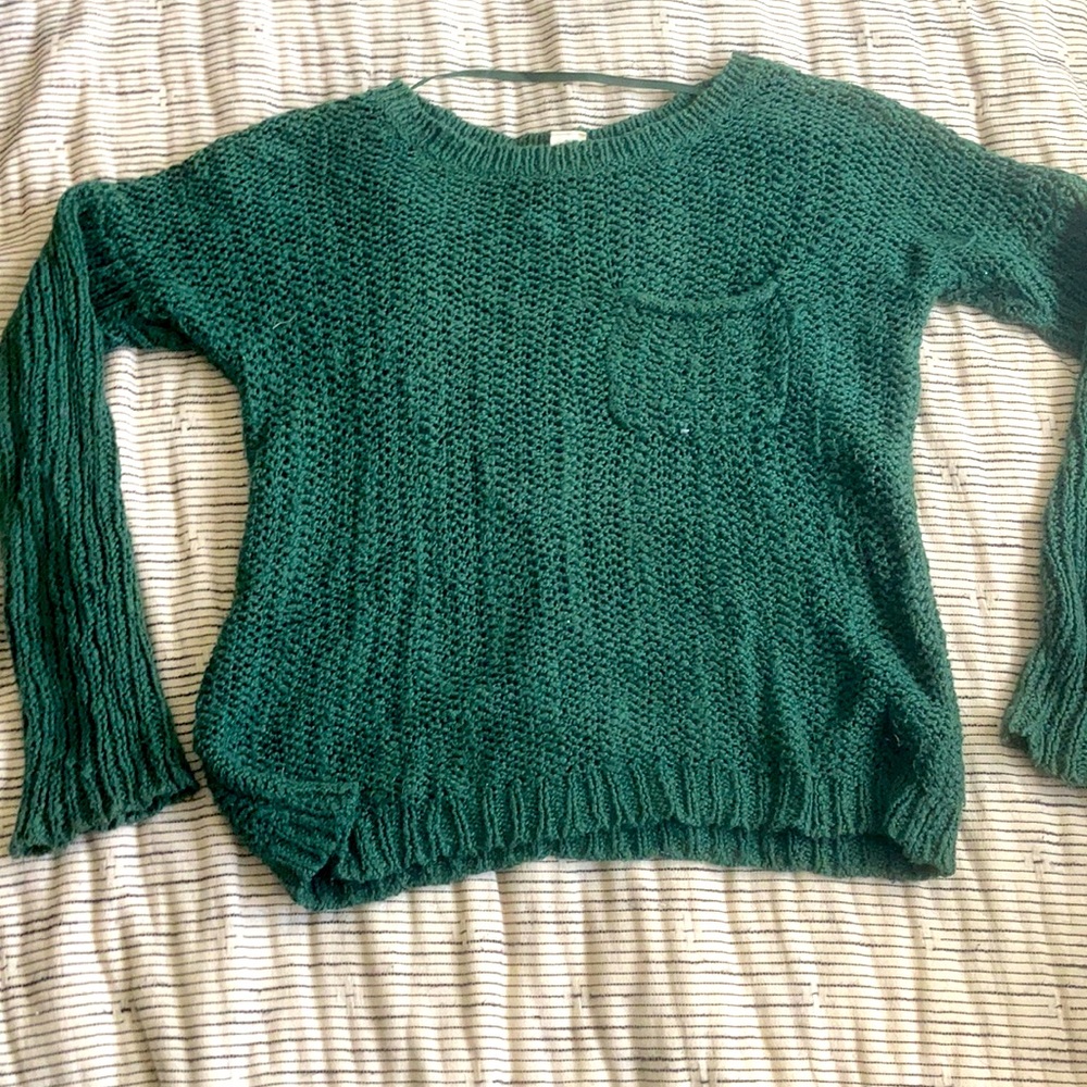 Green loose knit sweater